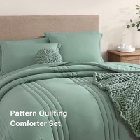 Monbix Twin Xl Comforter Twin Xl Bedding Set 5 Pieces  All Seasons Comforters Quilting Design Fluffy Bed Set Warm Twin Xl Comforter Set With Sheets(Harbor Green  Twin Xl  66