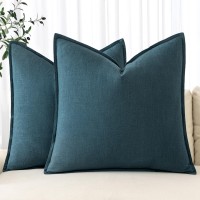 Miulee Linen Pillow Covers 26X26 Inch Blue Decorative Throw Pillow Covers Pack Of 2 Soft Accent Farmhouse Couch Pillowcases Mode