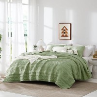 Wdcozy Boho Sage Green Oversized California Cal King Size Quilt Bedding Sets With 2 Pillow Shams Farmhouse Lightweight Soft Bed