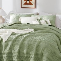 Wdcozy Boho Sage Green Oversized California Cal King Size Quilt Bedding Sets With 2 Pillow Shams Farmhouse Lightweight Soft Bed