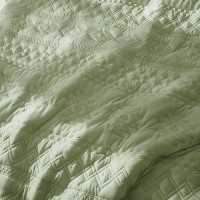 Wdcozy Boho Sage Green Oversized California Cal King Size Quilt Bedding Sets With 2 Pillow Shams Farmhouse Lightweight Soft Bed