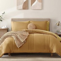 Monbix Queen Comforter Set - 7 Pieces Desert Yellow Bed In A Bag Queen Bedding Sets With Comforters  All Seasons Down Alternative Comforter Bed Set With Sheets  Pillowcases & Shams