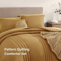 Monbix Queen Comforter Set - 7 Pieces Desert Yellow Bed In A Bag Queen Bedding Sets With Comforters  All Seasons Down Alternative Comforter Bed Set With Sheets  Pillowcases & Shams