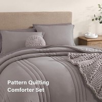 Monbix Comforter King Size  King Comforters Set 7 Piece  Breathable Solid Bedding Sets King With Comforters  Sheets  King Bed In A Bag With Sheets Pillowcases & Shams (Cloud Purple King  102