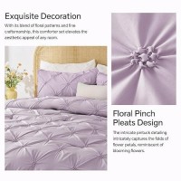 Bedelite Light Purple King Size Comforter Set 3 Pieces Boho Pintuck Bedding Comforter Sets Lightweight Soft Warm King Beddi