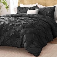 Bedelite Black Twin Comforter Set For Girls 2 Peices Boho Pintuck Bedding Comforter Sets Lightweight Soft Warm Twin Bedding