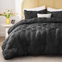 Bedelite Black Twin Comforter Set For Girls 2 Peices Boho Pintuck Bedding Comforter Sets Lightweight Soft Warm Twin Bedding