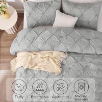 Bedelite Grey Twin Comforter Set For Girls 2 Peices Boho Pintuck Bedding Comforter Sets Lightweight Soft Warm Twin Bedding