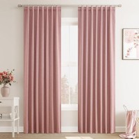 Joywell Blush Pink Linen 100% Blackout Curtains 84 Inch Long  Rod Pocket/Back Tab/Hook Belt/Clip Rings Thermal Insulated Drapes For Girls Bedroom Living Room Boho With Hooks(2 Panels 52 X 84 Inch)