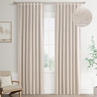 Joywell Oatmeal Tan Linen Full Blackout Curtains 90 Inch Long  Rod Pocket/Back Tab/Hook Belt/Clip Rings Thermal Insulated Drapes For Bedroom Living Room Burlap With Hooks(2 Panels 52 X 90 Oatmeal)