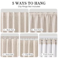 Joywell Oatmeal Tan Linen Full Blackout Curtains 90 Inch Long  Rod Pocket/Back Tab/Hook Belt/Clip Rings Thermal Insulated Drapes For Bedroom Living Room Burlap With Hooks(2 Panels 52 X 90 Oatmeal)