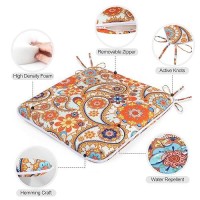 Gueglsa Outdoor Indoor Waterproof Seat Cushions 16X16 Inches Patio Chair Cushion With Ties Machine Washable Seat Pad For Home Garden Kitchen Dining Office Chair Set Of 2  Orange Paisley