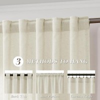 Joywell Sand Beige Back Tab Linen Curtains 108 Inches Long 2 Panels For Living Room Bedroom Neutral Boho Farmhouse Rustic Light