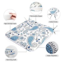 Gueglsa Outdoor Indoor Waterproof Seat Cushions 16X16 Inches Patio Chair Cushion With Ties Machine Washable Seat Pad For Home Garden Kitchen Dining Office Chair Set Of 2  Blue Paisley