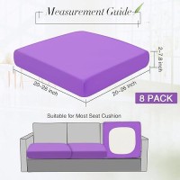 Newwiee 8 Pcs Patio Stretch Sofa Cushion Cover Outdoor Cushion Cover Replacement Patio Furniture Cushions Couch Slipcovers Chair Seat Cover Soft Flexibility Protector (Lilac Waterproof Pure)