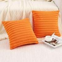 Pallene Faux Fur Plush Fall Throw Pillow Covers 16X16 Set Of 2 Luxury Soft Fluffy Striped Decorative Pillow Covers For Sofa C