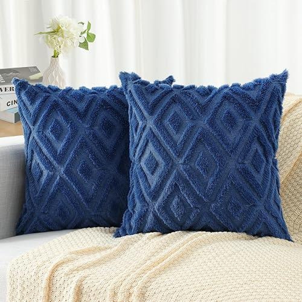 Pallene Soft Faux Fur Throw Pillow Covers 16X16 Plush Wool Decorative Pillow Covers Couch Sofa Pillow Covers For Living Room