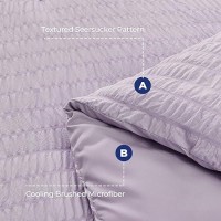 Hymokege Lavender Queen Comforter Set Seersucker 7 Pieces  All Season Luxury Bed In A Bag For Bedroom  Bedding Set With Comforters  Sheets  Pillowcases & Shams