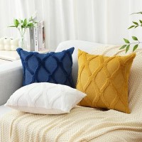 Decoruhome Decorative Throw Pillow Covers 18X18 Set Of 2  Soft Plush Faux Fur Wool Pillow Covers For Couch Bed Sofa Living Room  Dark Blue