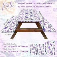 Boao 3 Pcs Vinyl Picnic Table And Bench Fitted Tablecloth Cover Set 6 Ft 30 X 72 Inch Flannel Backing Rectangular Elastic Edged