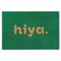 Town Country Terra Hiya Painted Welcome Door Mat Natural Coir Heavyweight Nonslip Entryway Mat Green 24X36