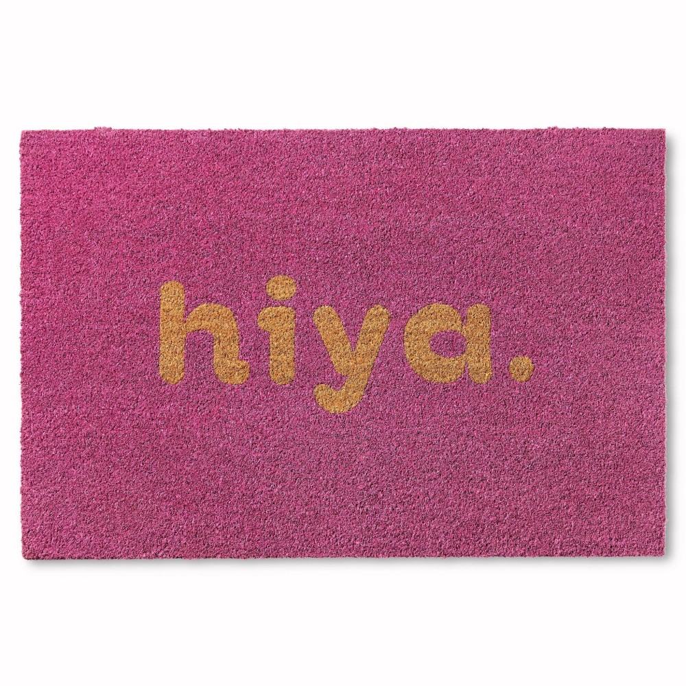 Town Country Terra Hiya Painted Welcome Door Mat Natural Coir Heavyweight Nonslip Entryway Mat Purple 18X30