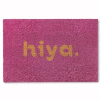 Town Country Terra Hiya Painted Welcome Door Mat Natural Coir Heavyweight Nonslip Entryway Mat Purple 18X30