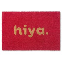 Town Country Terra Hiya Painted Welcome Door Mat Natural Coir Heavyweight Nonslip Entryway Mat Red 18X30