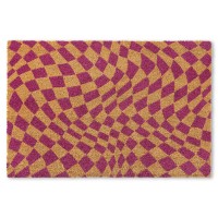 Town Country Terra Emmett Groovy Checkerboard Door Mat Natural Coir Heavyweight Nonslip Entryway Mat Purple 18X30