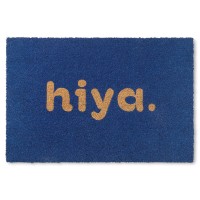 Town Country Terra Hiya Painted Welcome Door Mat Natural Coir Heavyweight Nonslip Entryway Mat Blue 24X36