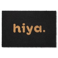 Town Country Terra Hiya Painted Welcome Door Mat Natural Coir Heavyweight Nonslip Entryway Mat Black 24X36