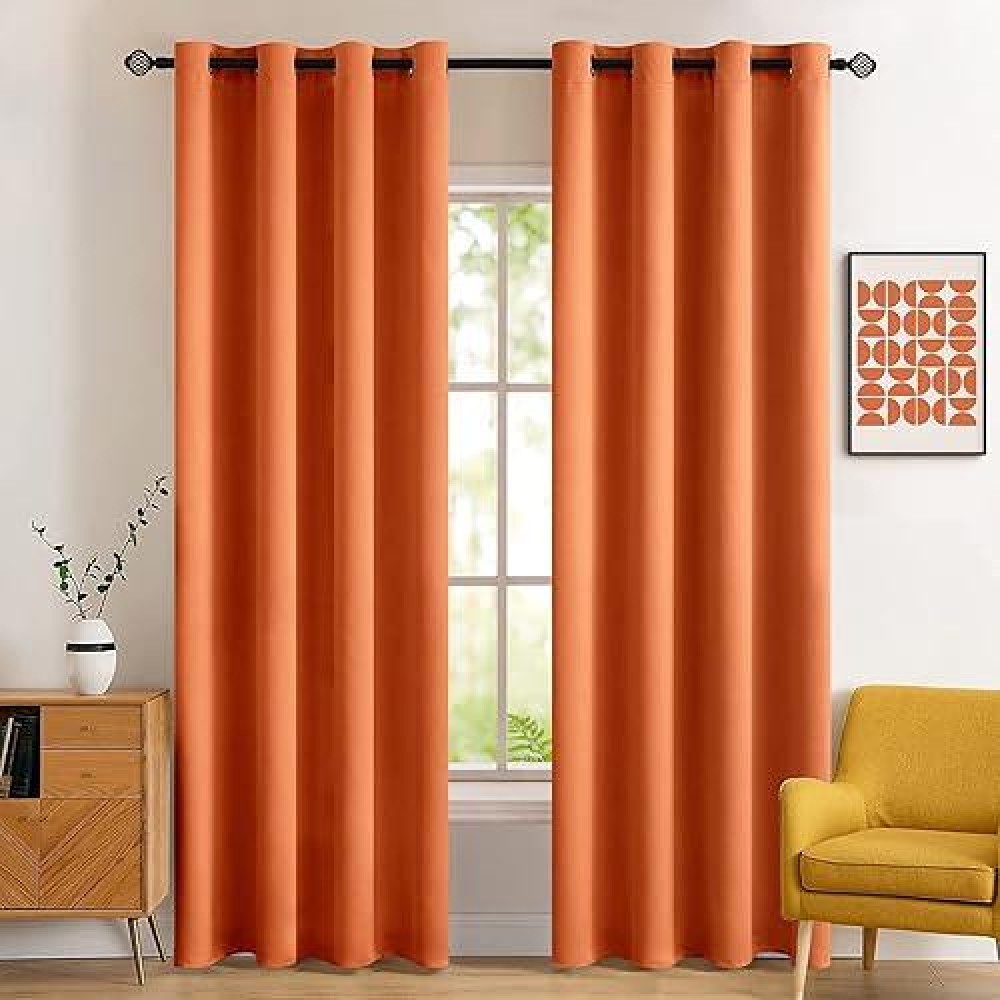 Miulee Blackout Curtains For Fall Bedroom Living Room Thermal Insulated Room Darkening Grommet Top Solid Light Blocking Drapery