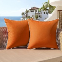 Woaboy Set Of 2 Fall Outdoor Waterproof Pillow Covers 16X16 Inch Orange Decorative Throw Pillow Covers Square Solid Color Couch