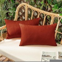 Woaboy Set Of 2 Outdoor Waterproof Fall Throw Pillow Covers Burnt Orange Decorative Farmhouse Solid Cushion Cases For Bed Sofa C