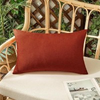 Woaboy Set Of 2 Outdoor Waterproof Fall Throw Pillow Covers Burnt Orange Decorative Farmhouse Solid Cushion Cases For Bed Sofa C