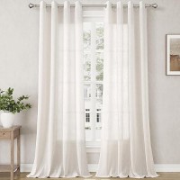 Nanspring Extra Long Curtains 132 Inch Length 2 Panels Set For Living Room Grommet Modern Farmhouse Coastal Decor Cotton Texture