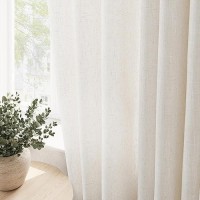 Beige Linen Curtains 94 Inch Length For Living Room Grommet Light Filtering Sheer Privacy Window Curtain 2 Panels Set Canvas Clo