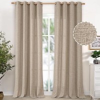 Youngstex 95 Lnch Long Linen Curtains With Bronze Grommet 2 Panels For Living Room Light Filtering Drapes Floor Length For Bedro