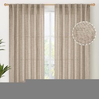 Youngstex Linen Curtains 63 Inch Long For Short Living Room Rod Pocket Light Filtering Textured Window Drapes Back Tab For Bedro