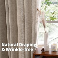 Youngstex Linen Curtains 63 Inch Long For Short Living Room Rod Pocket Light Filtering Textured Window Drapes Back Tab For Bedro