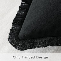 Miulee Throw Pillow Covers 26X26 Set Of 2 Black Pillow Covers With Fringe Chic Cotton Decorative Pillows Square Cushion Covers Farmhouse Boho Decor For Sofa Couch Bed Living Room