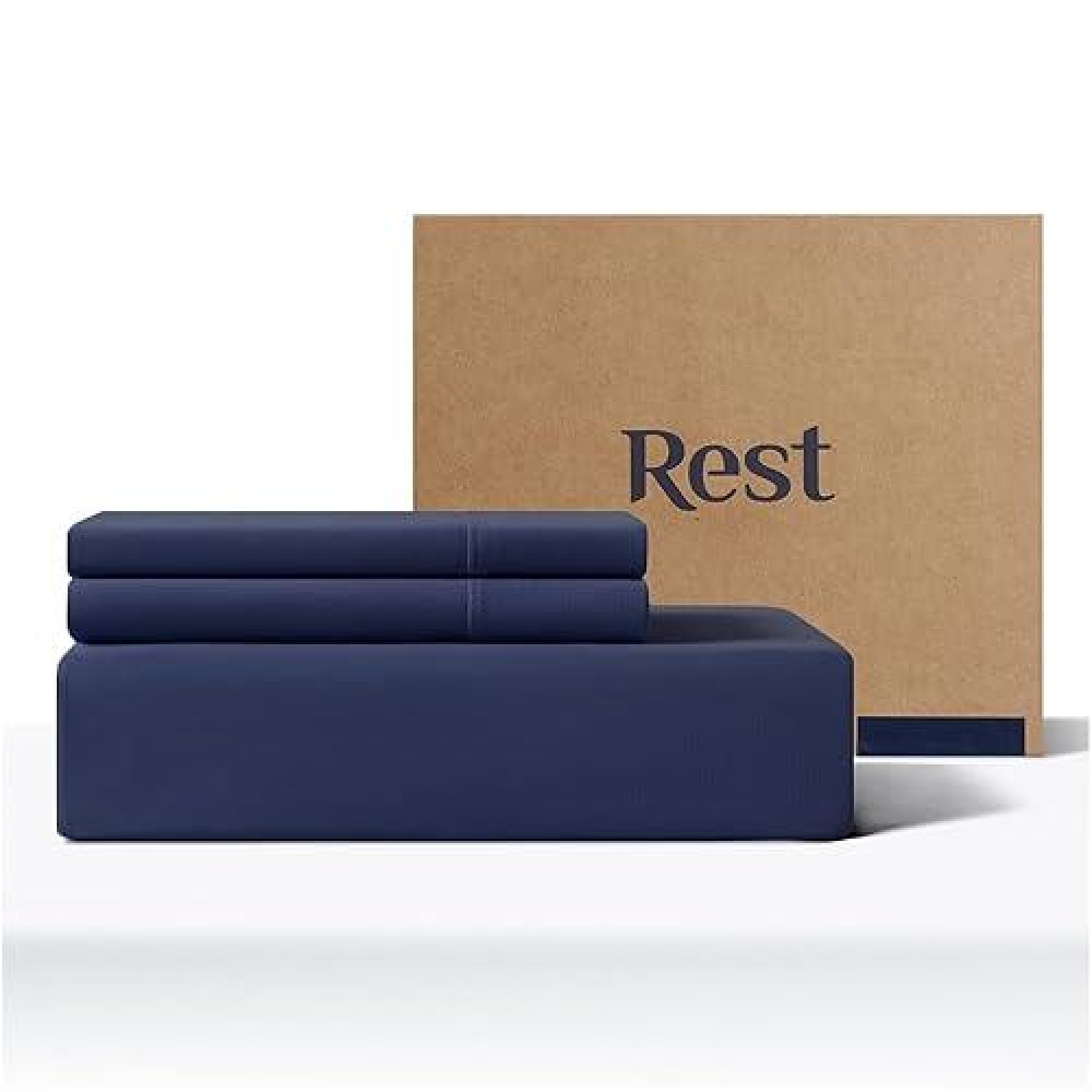 Rest Evercool Starter Sheet Set Cali King Blue Breathable Bed Sheet For Hot Sleeper And Night Sweats With Pillowcases Ioni