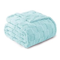 Exclusivo Mezcla King Size Flannel Fleece Blanket Super Soft 3D Checkered Jacquard Bed Blanket Cozy Fluffy Lightweight Blanket