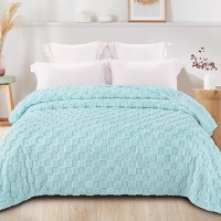 Exclusivo Mezcla King Size Flannel Fleece Blanket Super Soft 3D Checkered Jacquard Bed Blanket Cozy Fluffy Lightweight Blanket