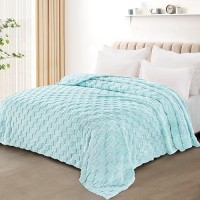 Exclusivo Mezcla King Size Flannel Fleece Blanket Super Soft 3D Checkered Jacquard Bed Blanket Cozy Fluffy Lightweight Blanket