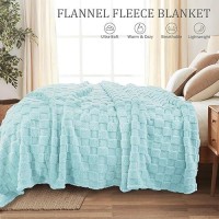 Exclusivo Mezcla King Size Flannel Fleece Blanket Super Soft 3D Checkered Jacquard Bed Blanket Cozy Fluffy Lightweight Blanket