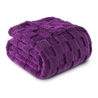 Exclusivo Mezcla Twin Size Flannel Fleece Blanket Super Soft 3D Checkered Jacquard Bed Blanket Cozy Fluffy Lightweight Blanket