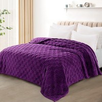 Exclusivo Mezcla Twin Size Flannel Fleece Blanket Super Soft 3D Checkered Jacquard Bed Blanket Cozy Fluffy Lightweight Blanket