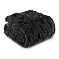 Exclusivo Mezcla Queen Size Flannel Fleece Blanket Super Soft 3D Checkered Jacquard Bed Blanket Cozy Fluffy Lightweight Blanke