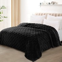 Exclusivo Mezcla Queen Size Flannel Fleece Blanket Super Soft 3D Checkered Jacquard Bed Blanket Cozy Fluffy Lightweight Blanke